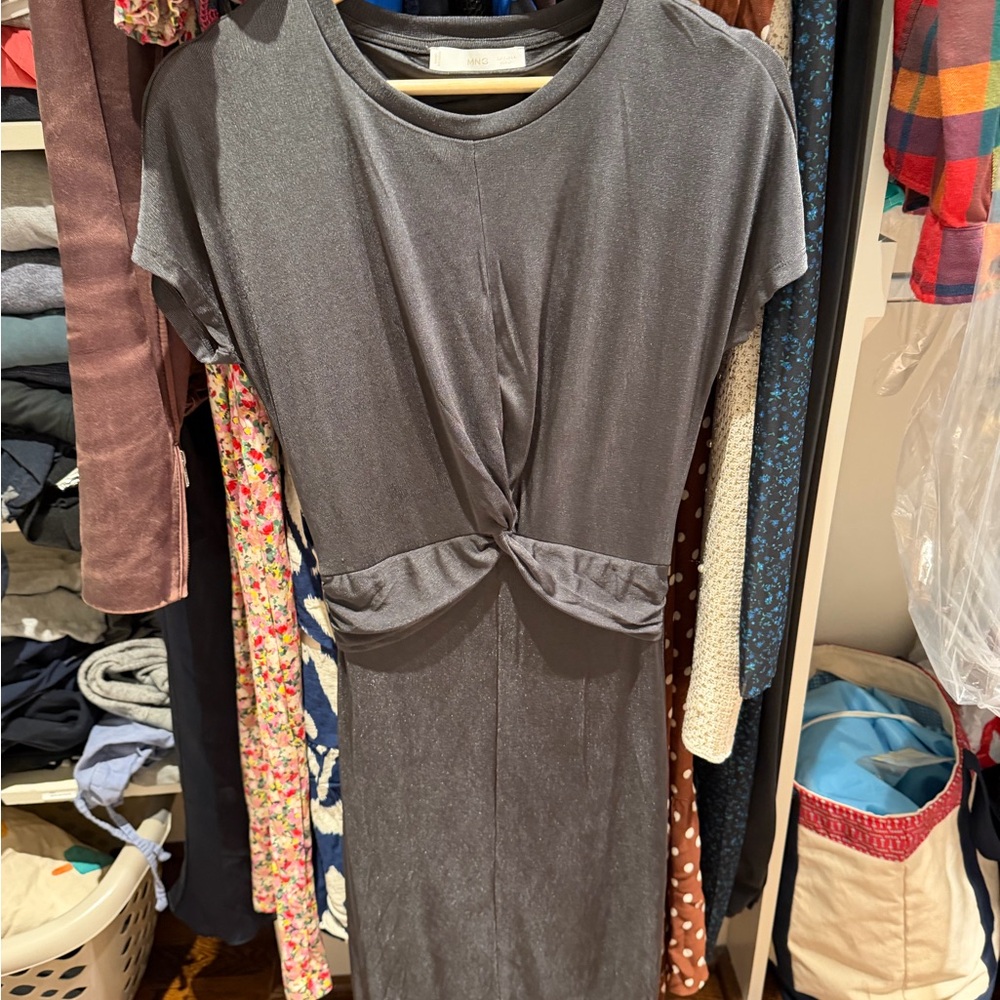 Mango Gray Knotted Dress
